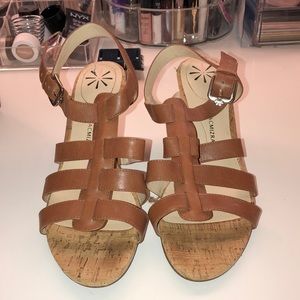 Brown straps wedges